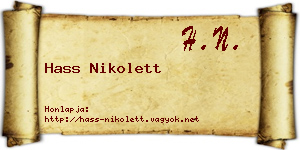 Hass Nikolett névjegykártya